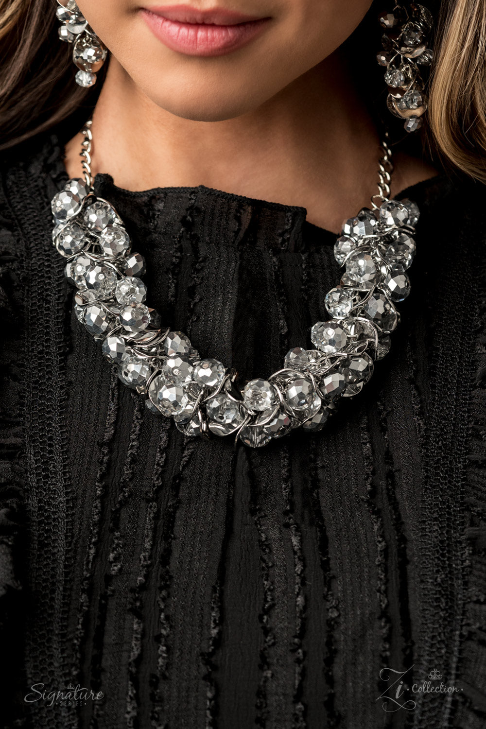 THE HAYDEE - SILVER CRYSTAL BEADS CLUSTER 2020 ZI NECKLACE