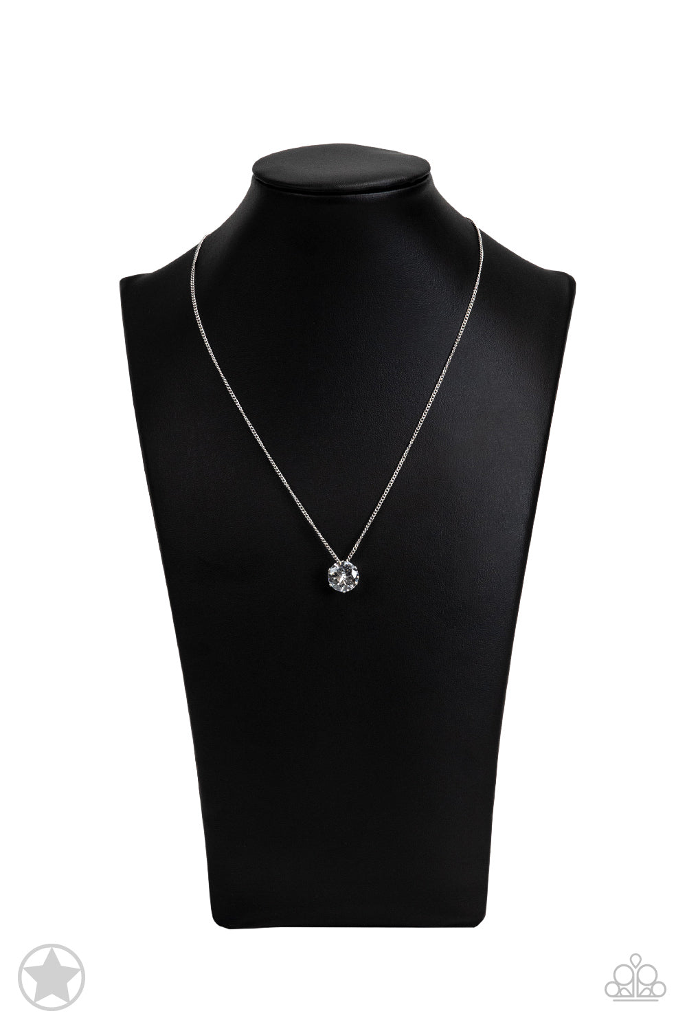 WHAT A GEM - WHITE RHINESTONE SOLITAIRE NECKLACE