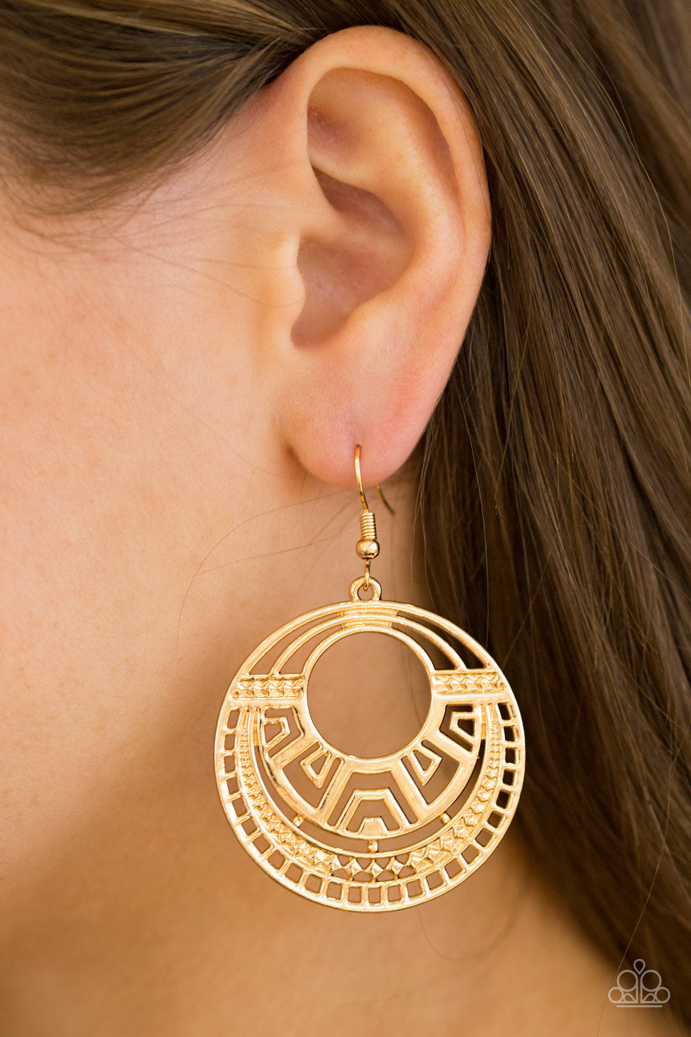 MODERNLY MAYAN - GOLD TRIBAL HOOP EARRINGS