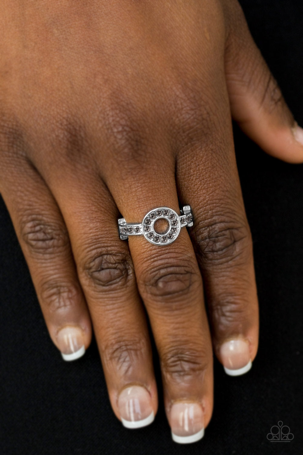 THE ONE AND ONLY SPARKLE - SILVER DAINTY BLACK DIAMOND RHINESTONES RING