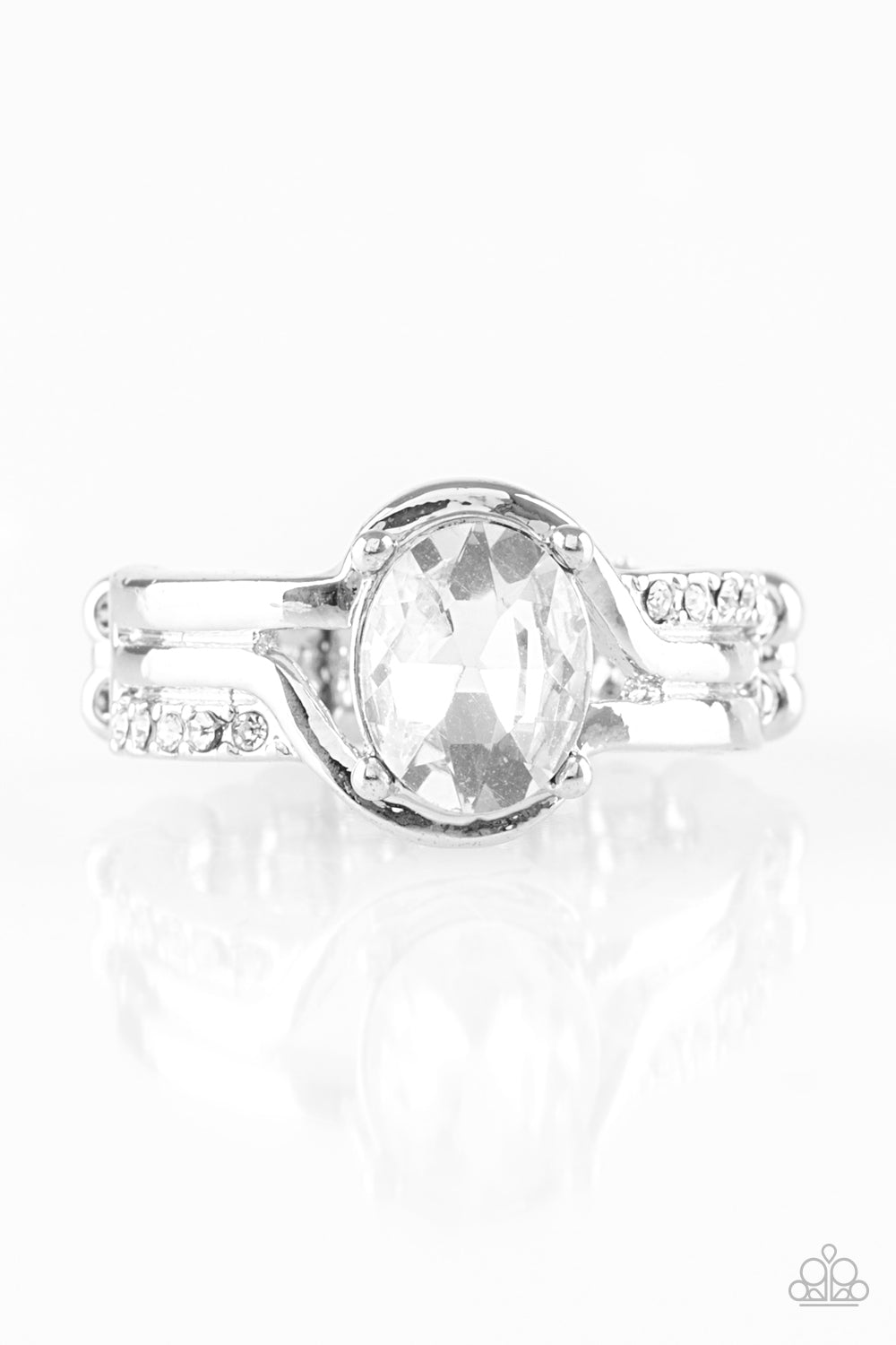HOME IS WHERE THE CASTLE IS - WHITE OVAL SOLITAIRE RHINESTONE RING