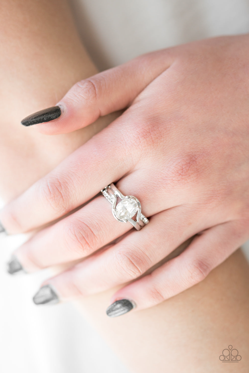HOME IS WHERE THE CASTLE IS - WHITE OVAL SOLITAIRE RHINESTONE RING