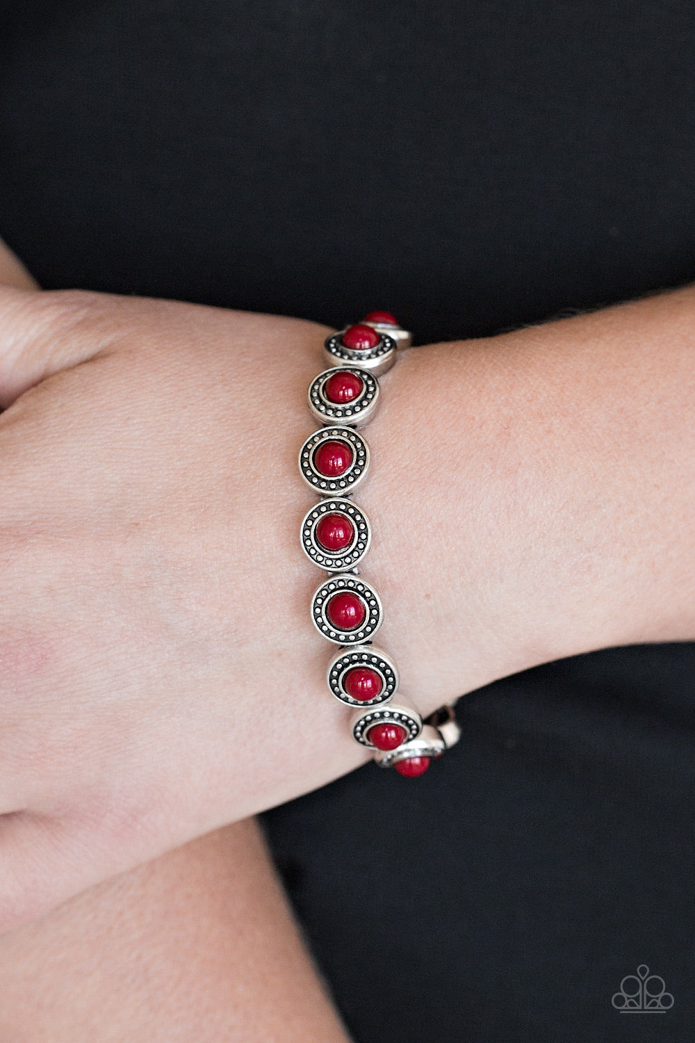 GLOBETROTTER GOALS - RED BEAD STRETCH BRACELET