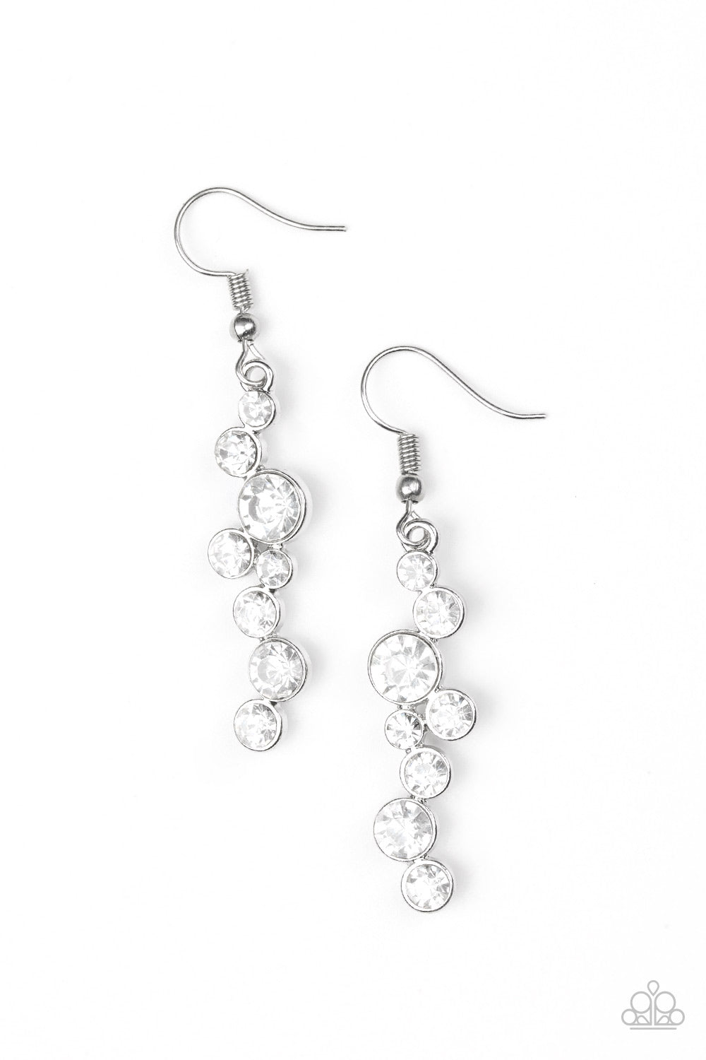 MILKY WAY MAGNIFICENCE - WHITE TUMBLING RHINESTONES DAINTY EARRINGS