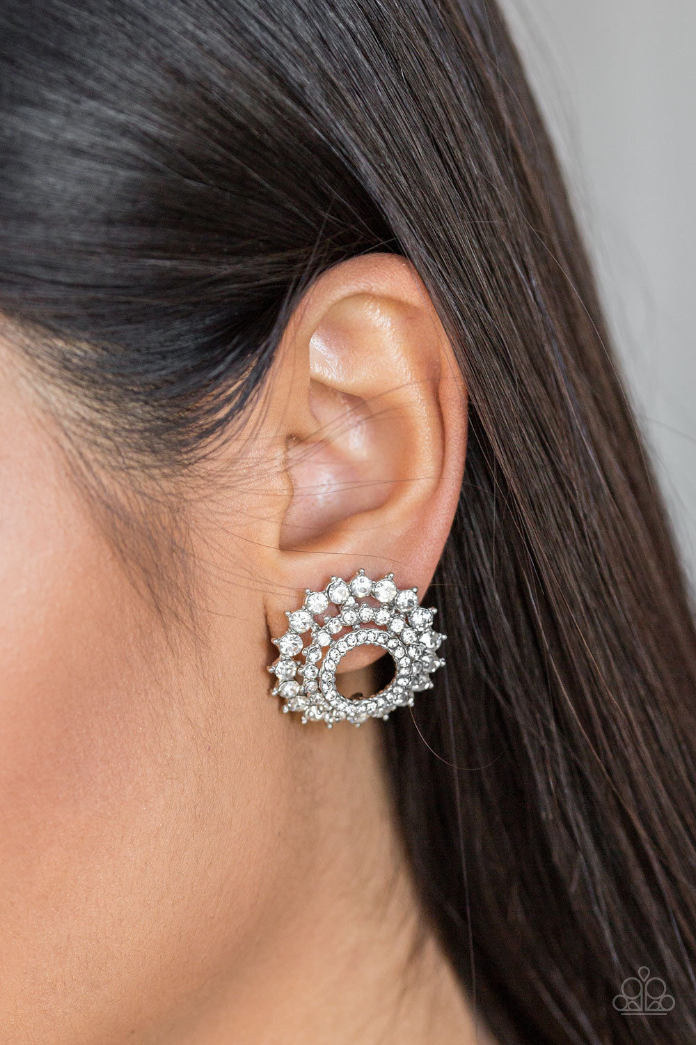 BUCKINGHAM BEAUTY - WHITE RHINESTONES STACKING POST EARRINGS