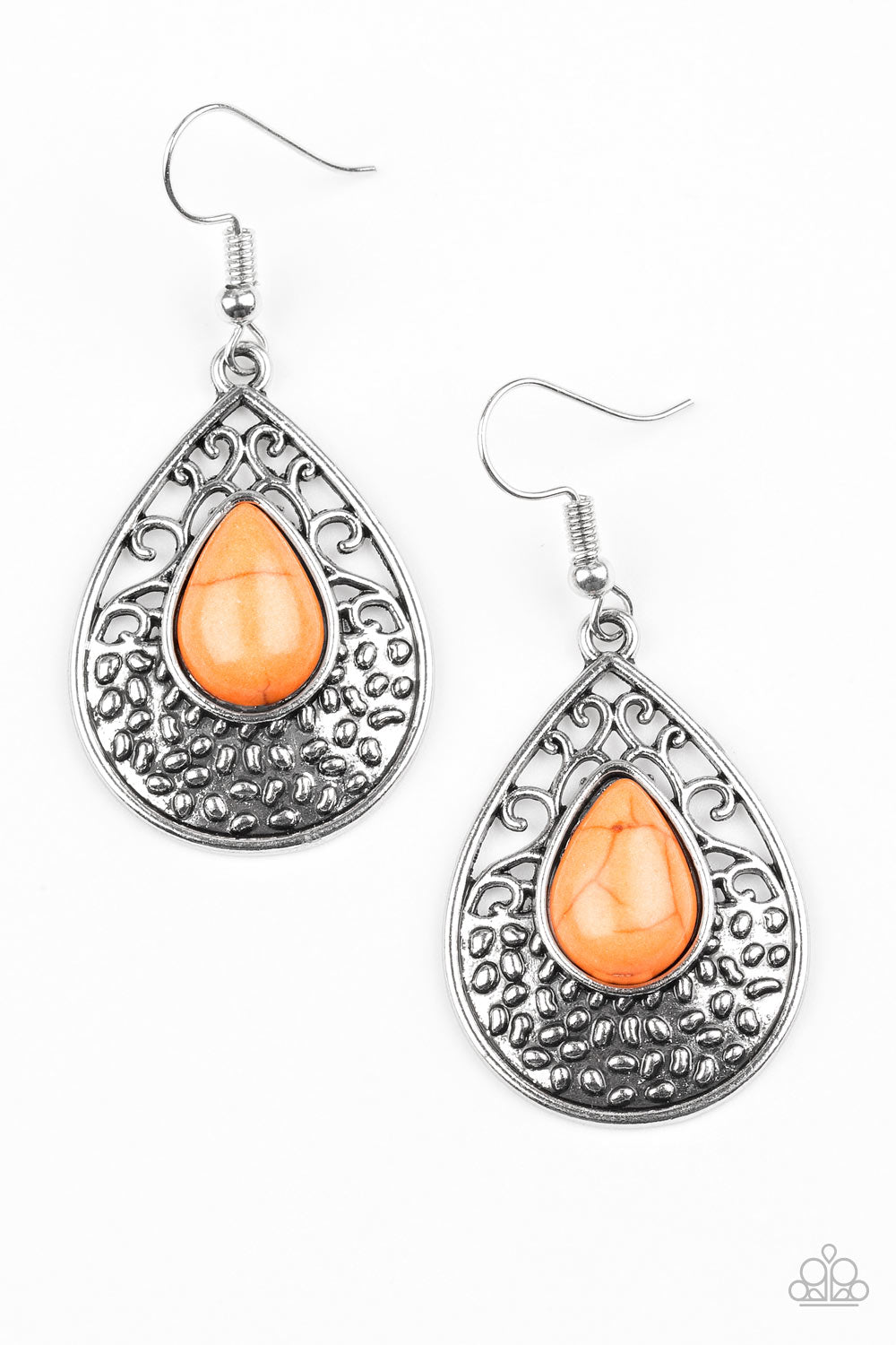 TUCSON TUNES - ORANGE TURQUOISE TEARDROP EARRINGS