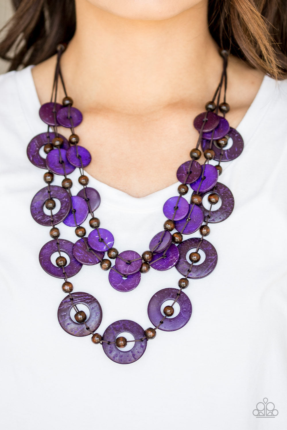 CATALINA COASTIN - PURPLE WOODEN NECKLACE