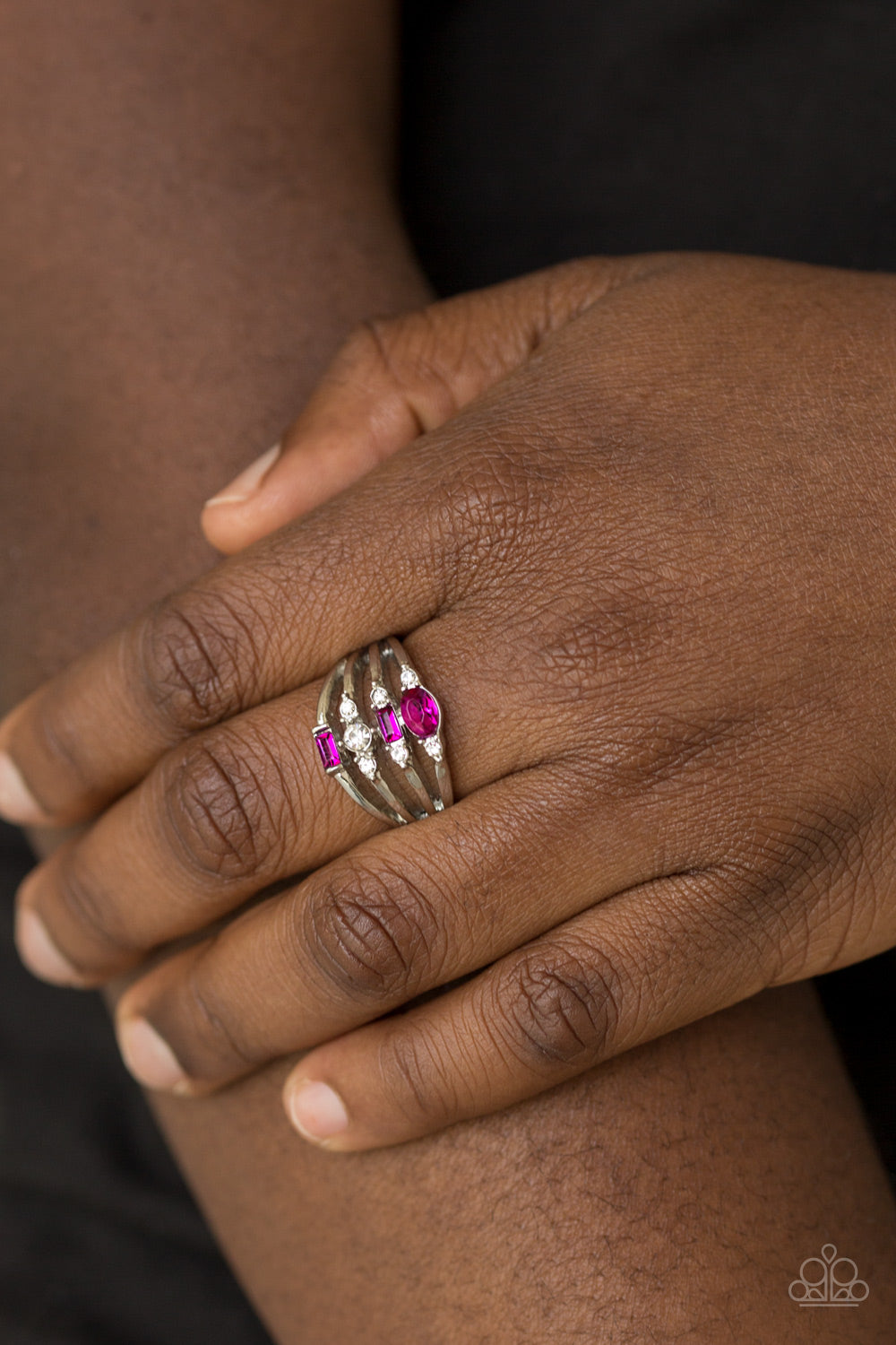 NOT SO NOVICE - PINK HOT PINK RHINESTONES BAR RING