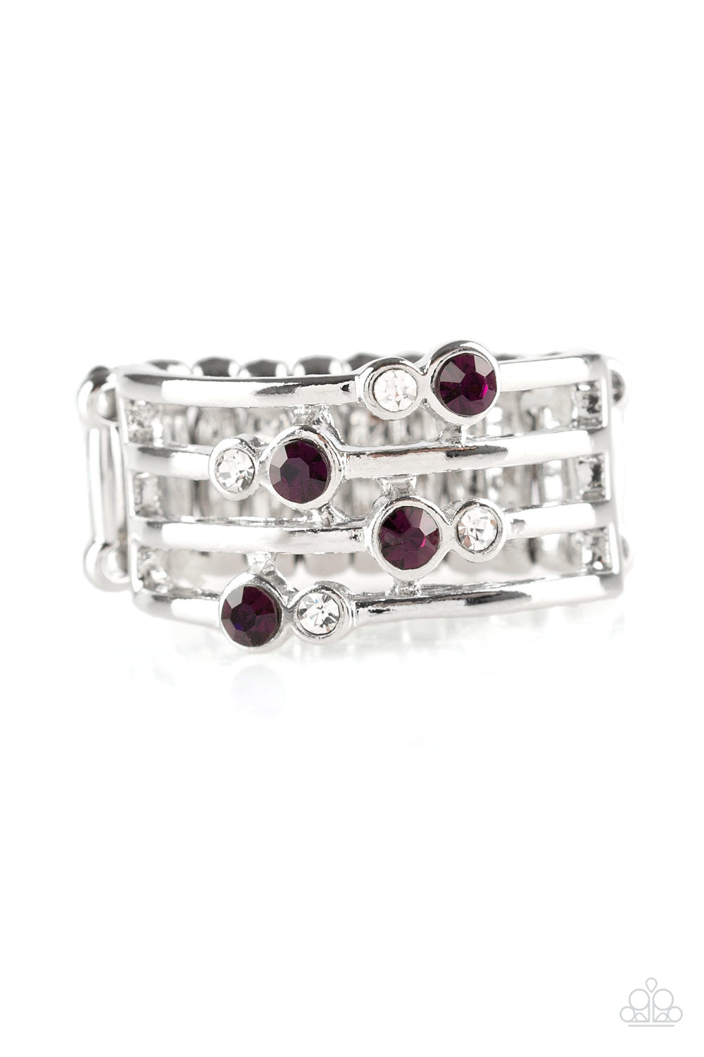 SPARKLE SHOWDOWN - PURPLE AMETHYST RHINESTONES BAR RING
