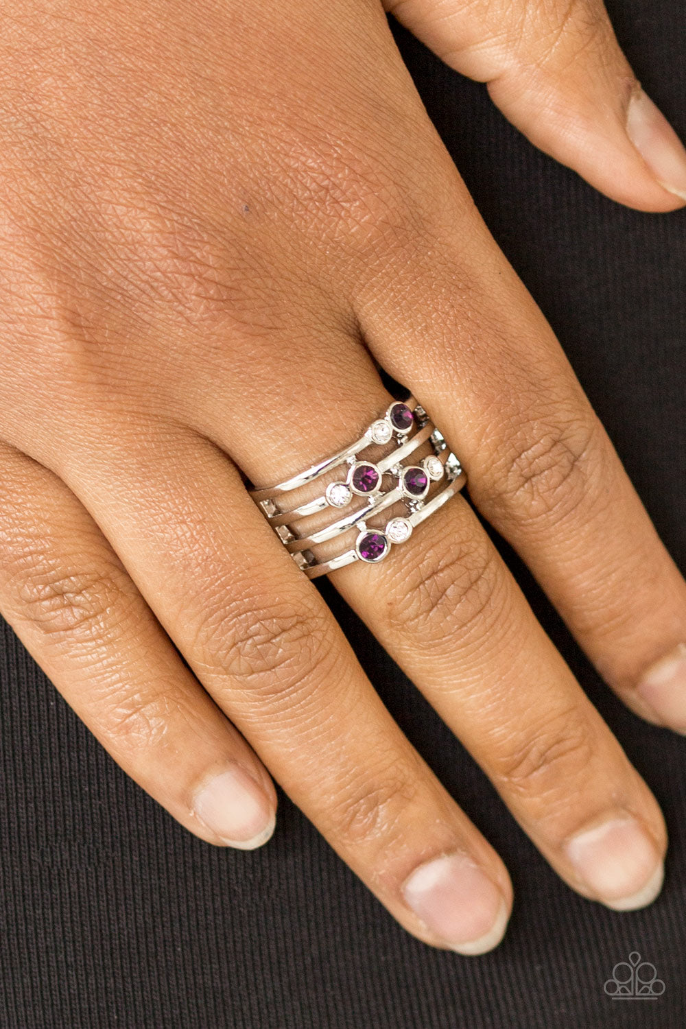 SPARKLE SHOWDOWN - PURPLE AMETHYST RHINESTONES BAR RING