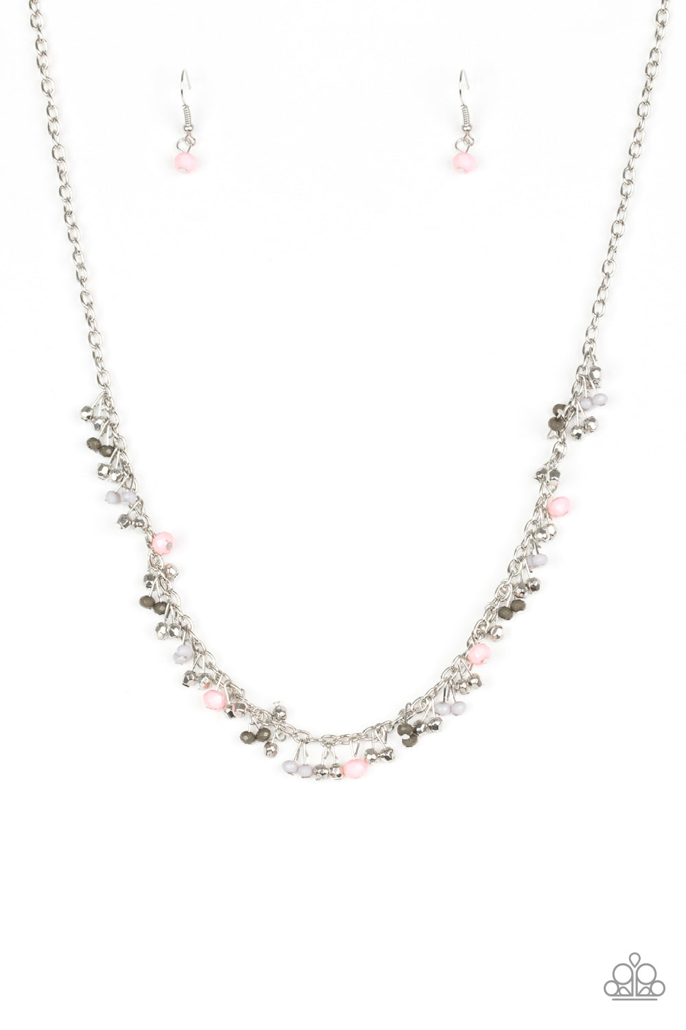 SAILING THE SEVEN SEAS - PINK AND GREEN BEADS FRINGE NECKLACE