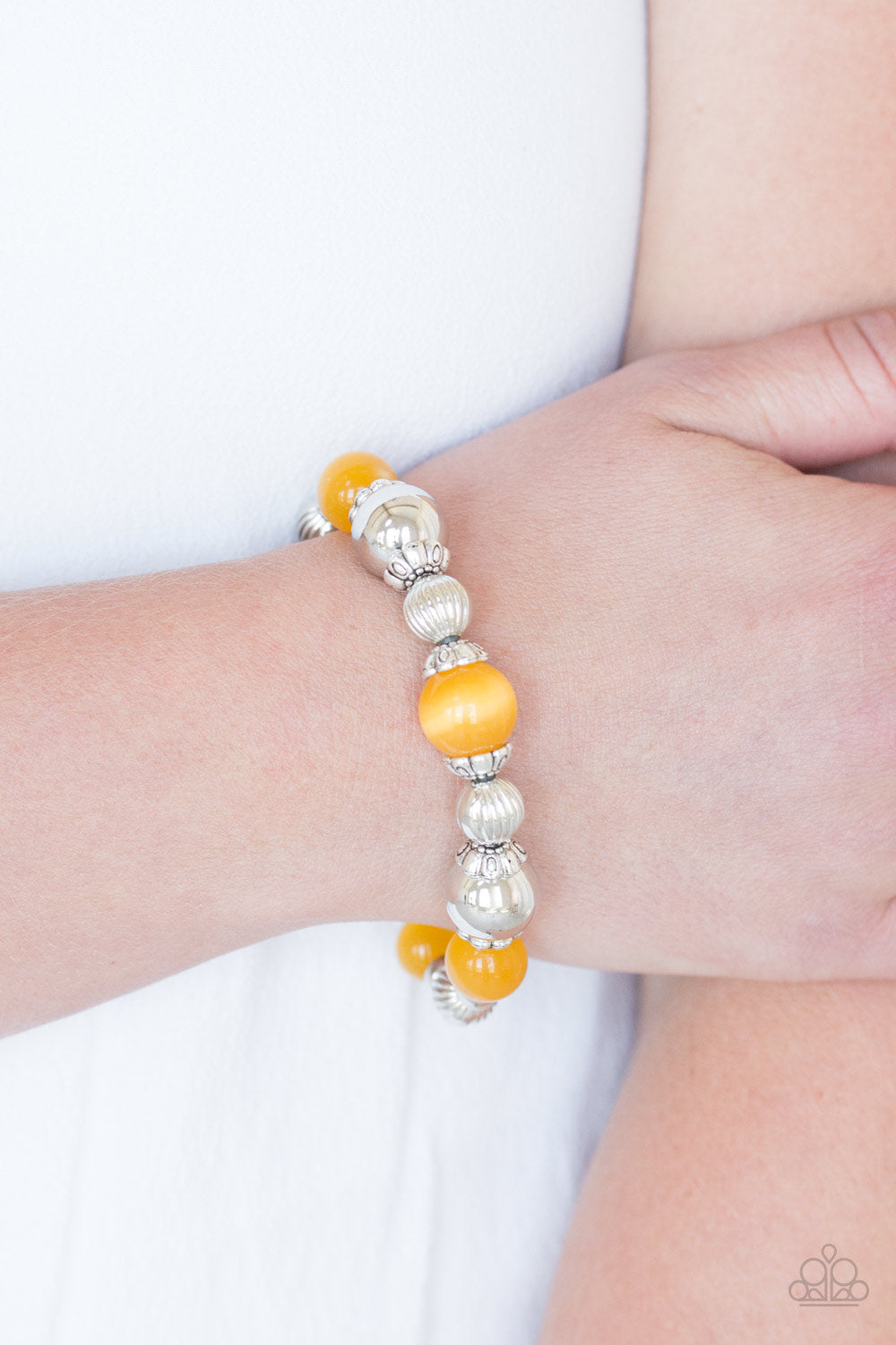 ONCE UPON A MARITIME - YELLOW MOONSTONE SILVER LEMON STRETCH BRACELET