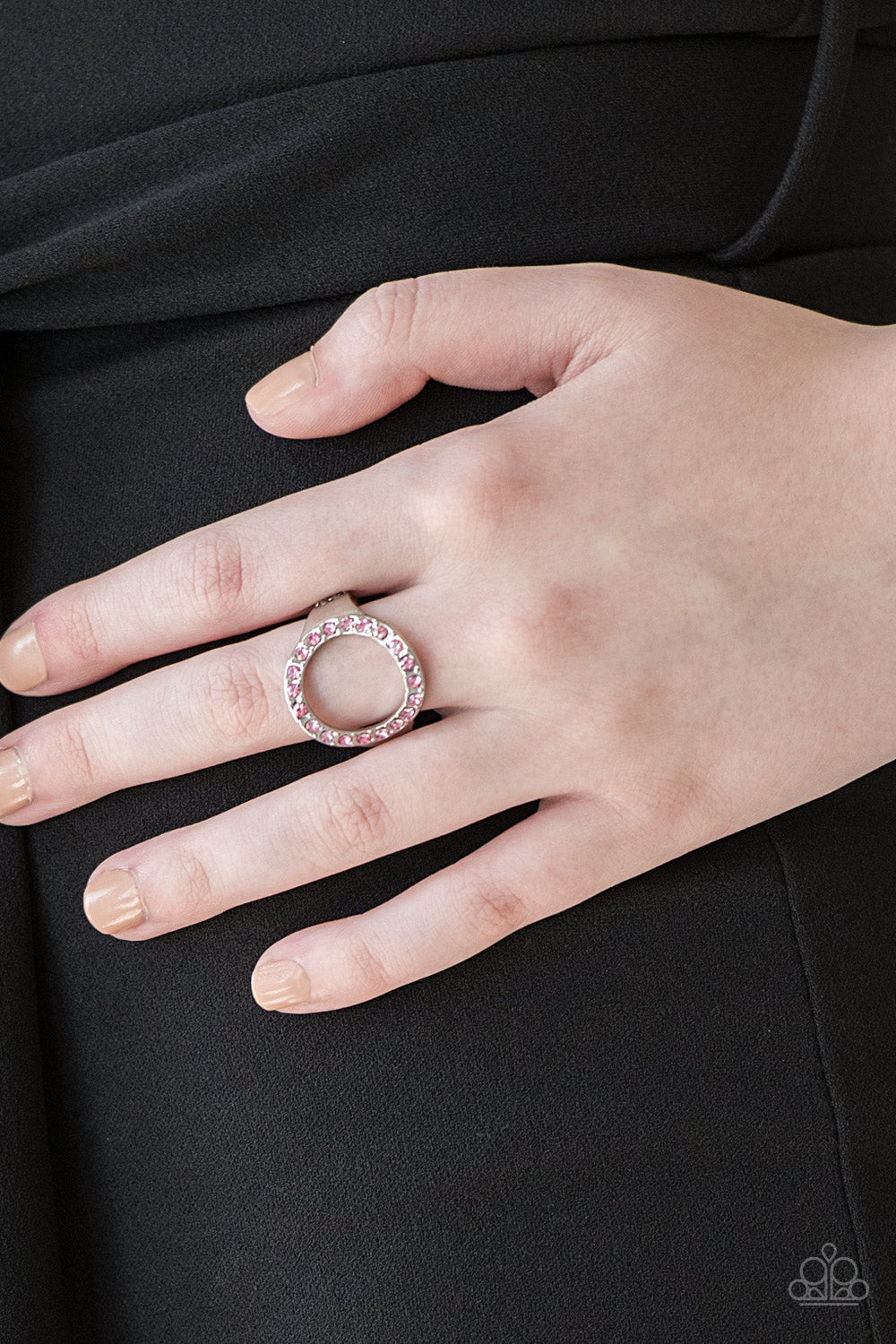 ONE-GLAM BAND - PINK RHINESTONE CIRCLE RING