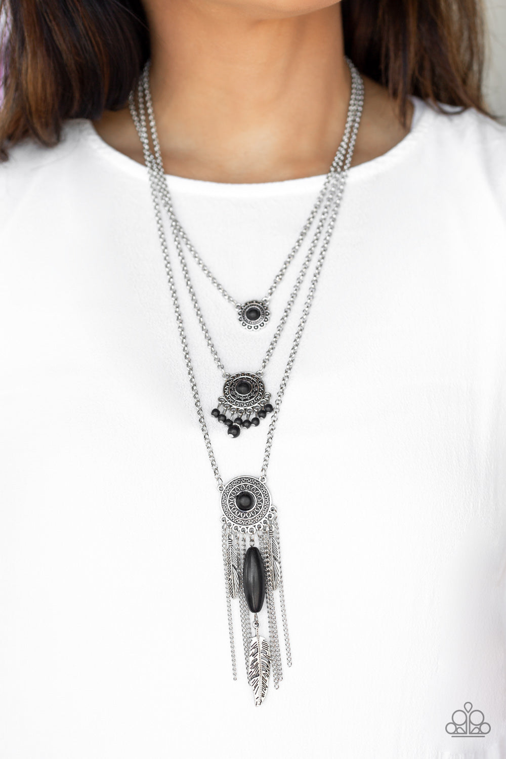 DESERT DAYDREAM - BLACK FEATHER FRINGE NECKLACE