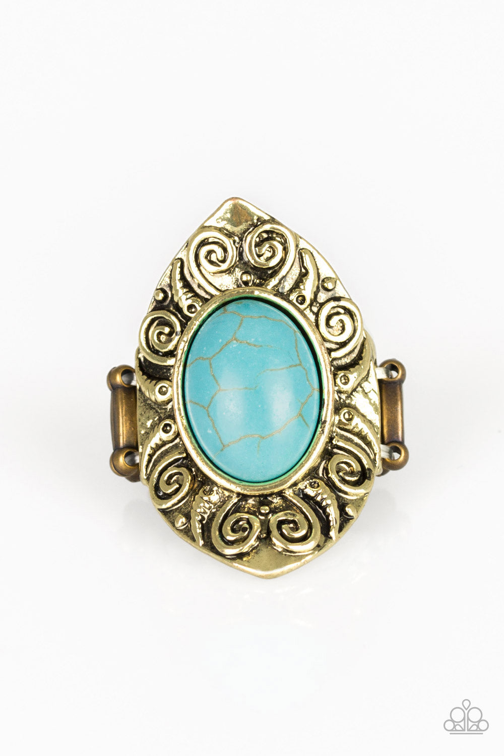 MEGA MOTHER NATURE - BRASS AND TURQUOISE RING