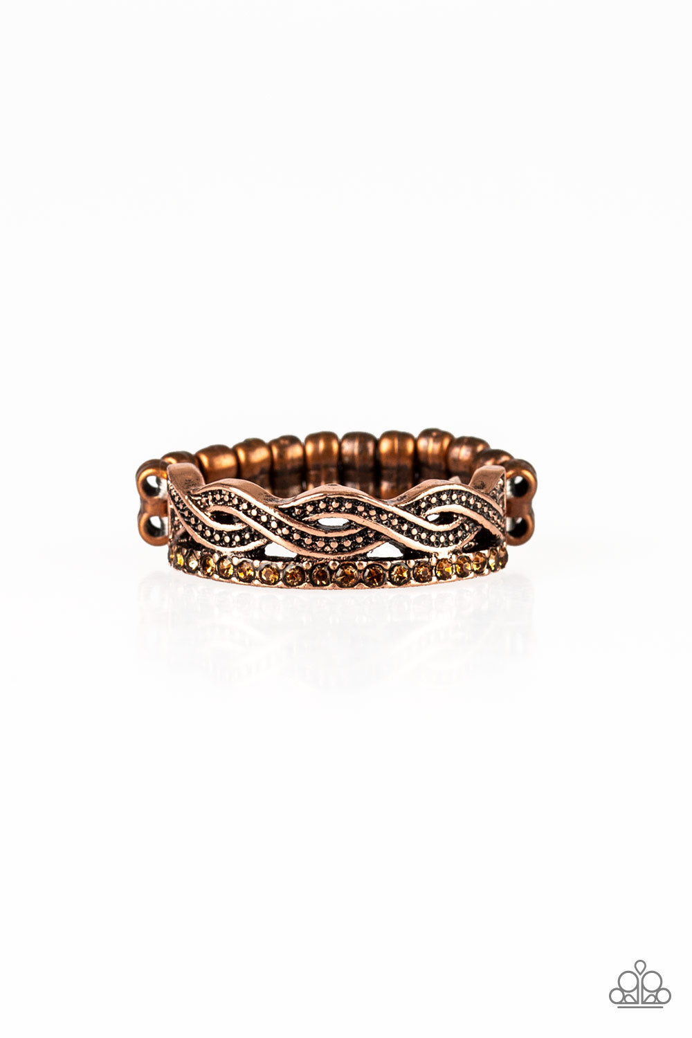 UNSTOPPABLE SHINE - COPPER BRAIDED TOPAZ RHINESTONES RING