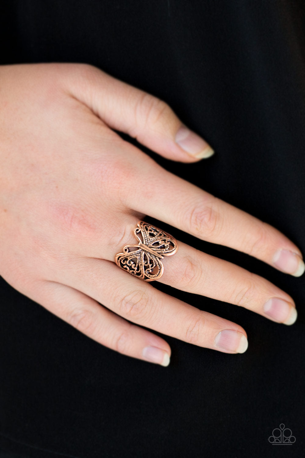 ALL AFLUTTER - COPPER BUTTERFLY FILIGREE RING