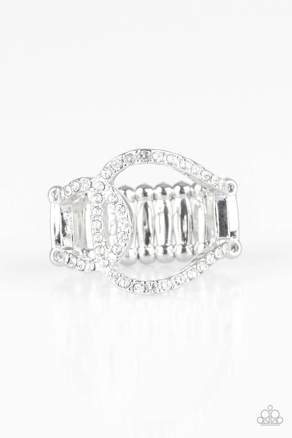 RADICAL RADIANCE - WHITE RHINESTONE HORSESHOES RING