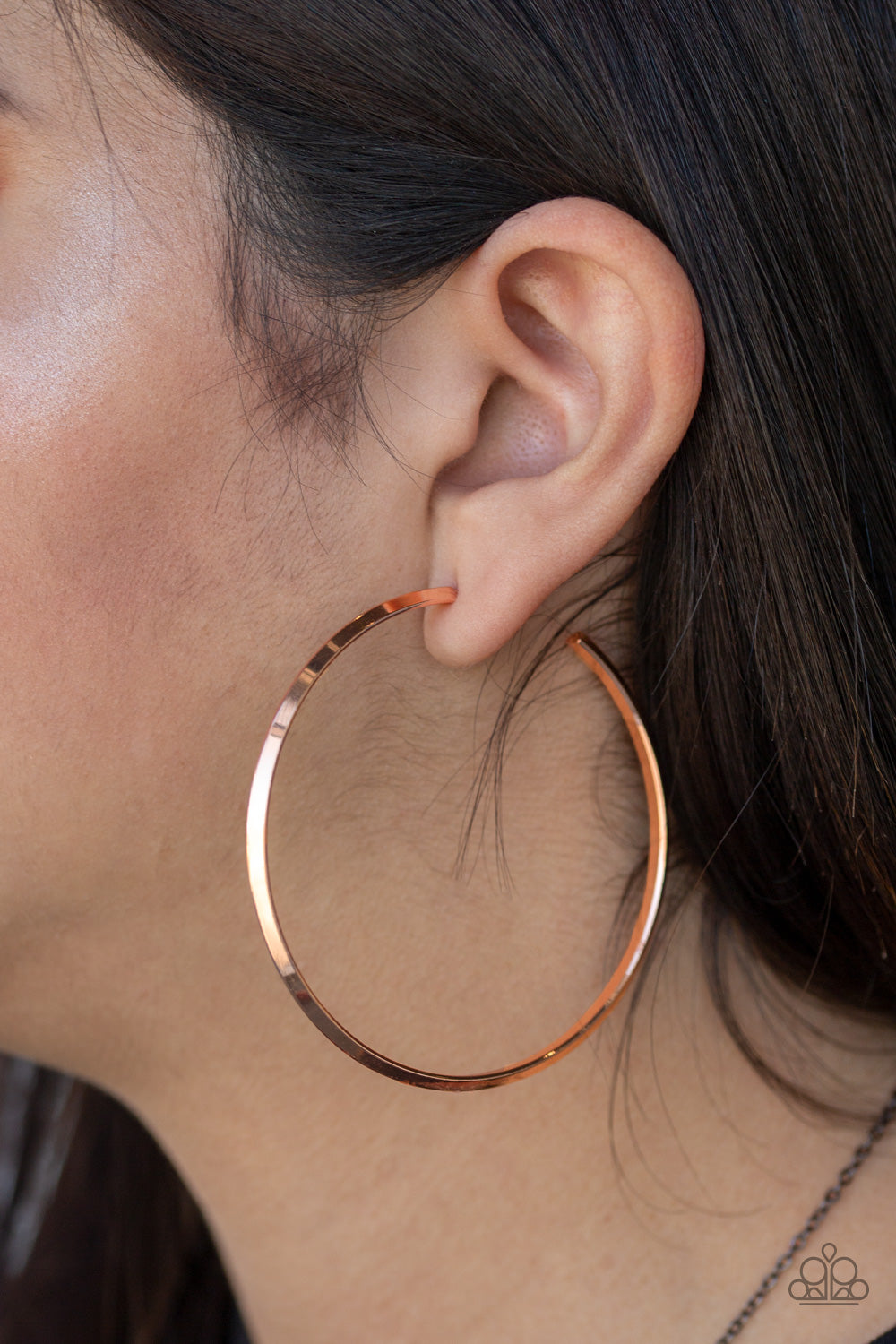 5TH AVENUE ATTITUDE - COPPER SLEEK POLISHED LARGE HOOP EARRINGS