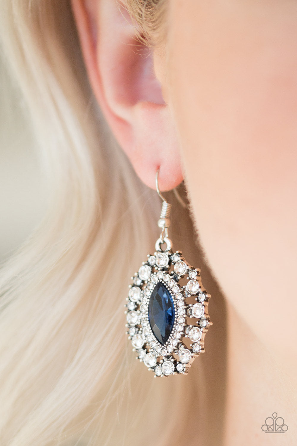 LONG MAY SHE REIGN - BLUE SAPPHIRE RHINESTONE MARQUISE EARRINGS