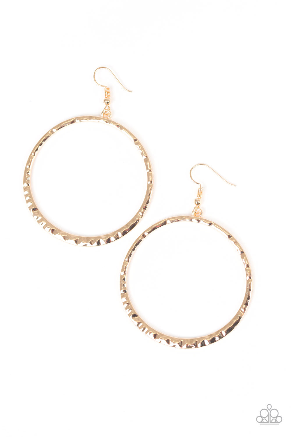SO SLEEK - GOLD TEXTURED CIRCLE HOOP EARRINGS
