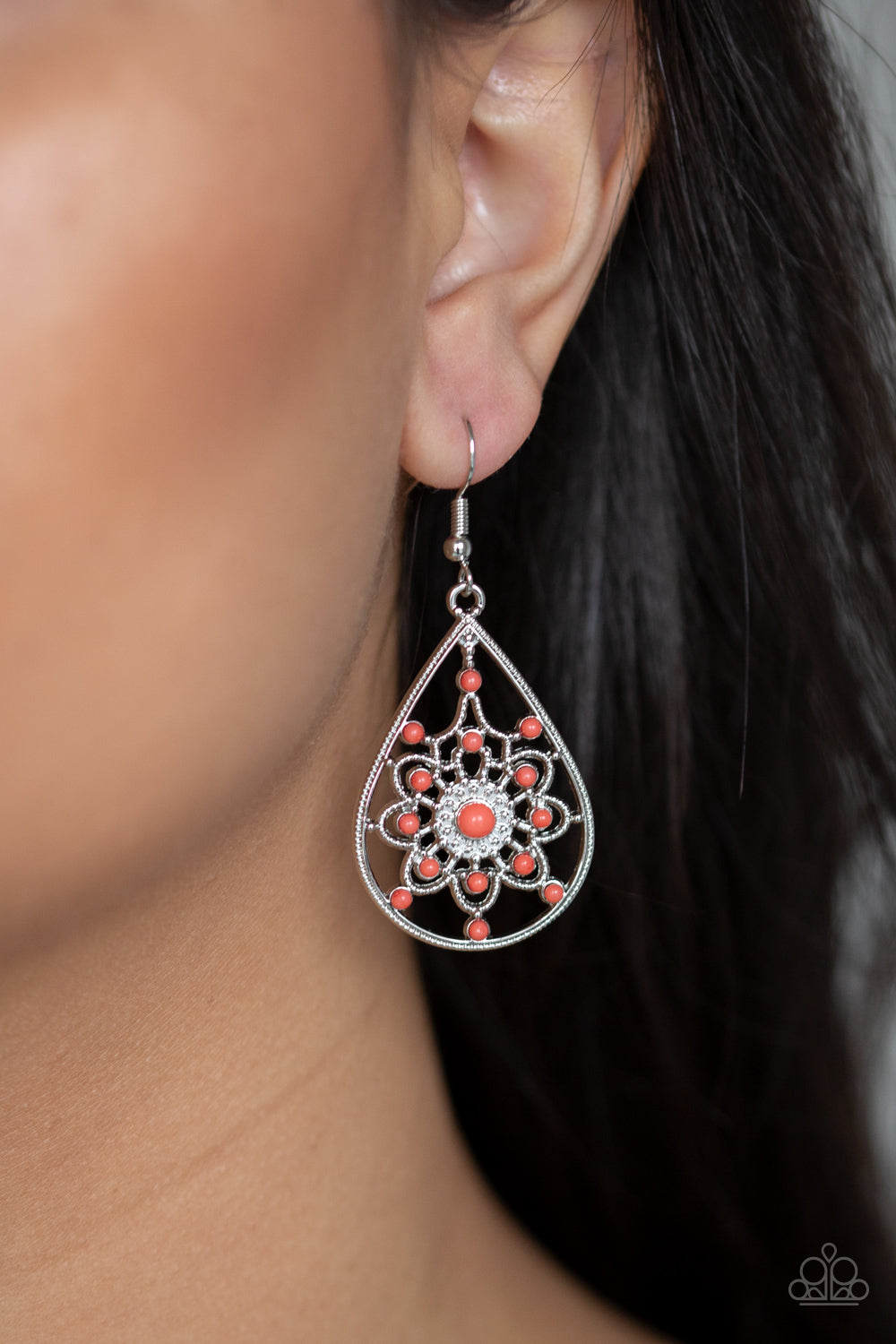 A FLAIR FOR FABULOUS - ORANGE BEADS EARRINGS