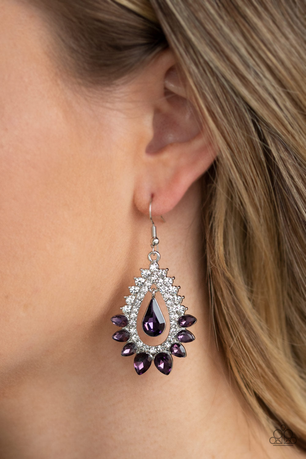 BOSS BRILLIANCE - PURPLE AMETHYST MARQUISE FLOATING TEARDROP EARRINGS