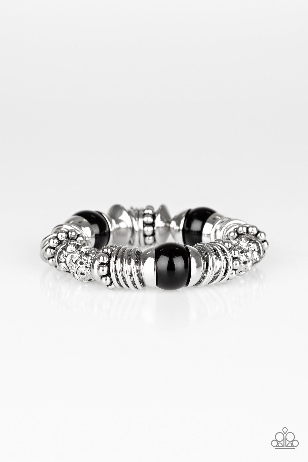 UPTOWN TEASE - BLACK SILVER STRETCH BRACELET