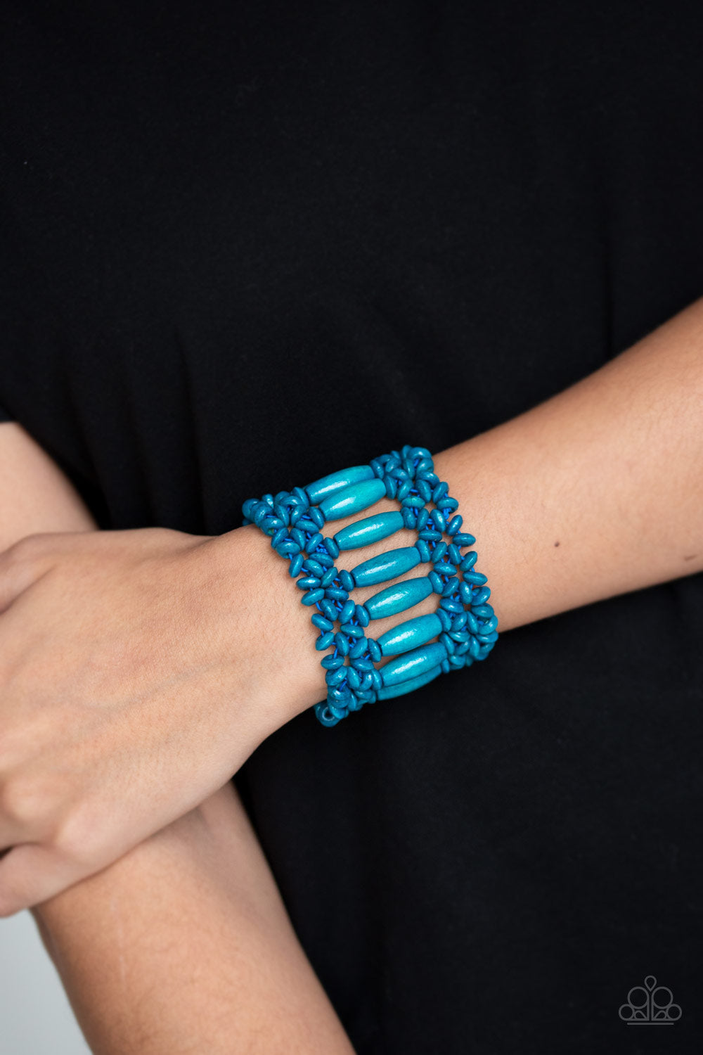 BARBADOS BEACH CLUB - BLUE WOODEN STRETCH BRACELET