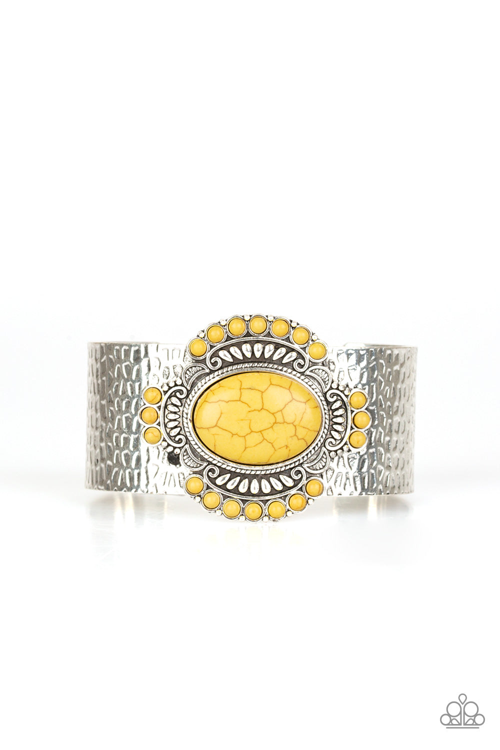 CANYON CRAFTED - YELLOW TURQUOISE SILVER CUFF BRACELET