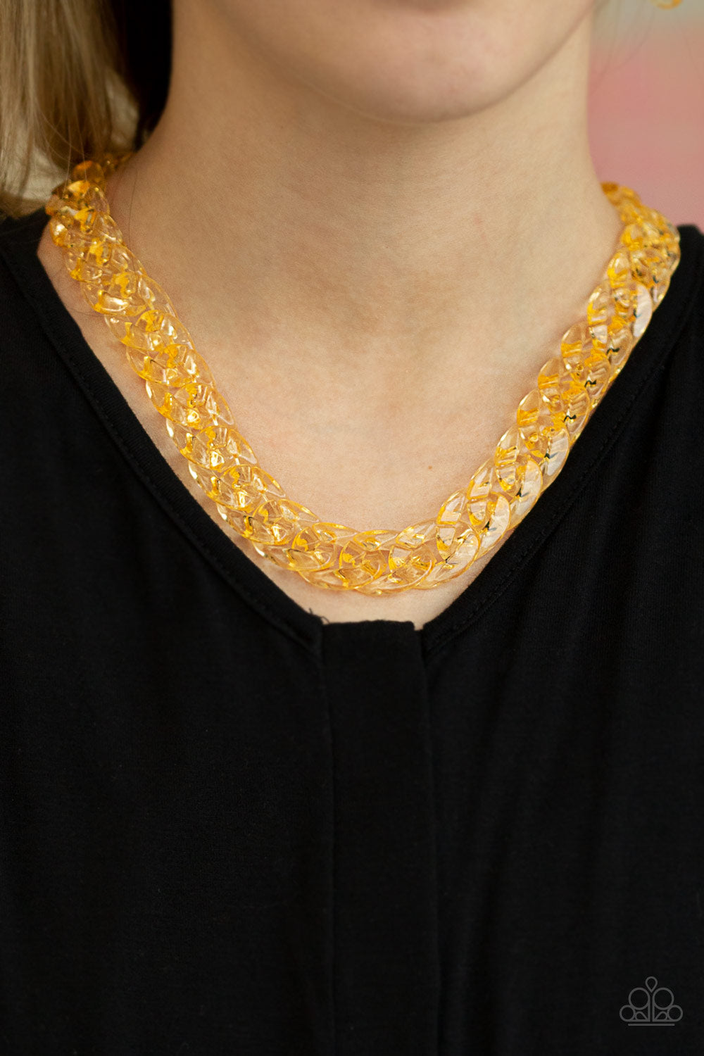 PUT IT ON ICE - GOLD YELLOW ACRYLIC NECKLACE