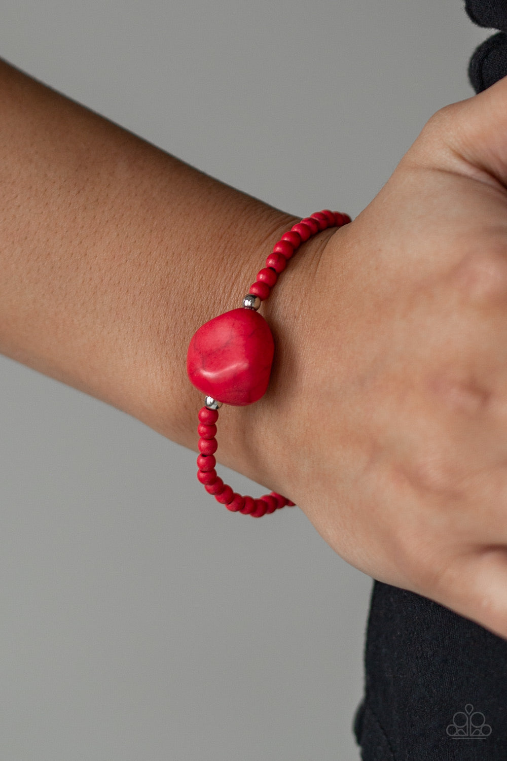 ECO ECCENTRICITY - RED TURQUOISE STRETCH BRACELET