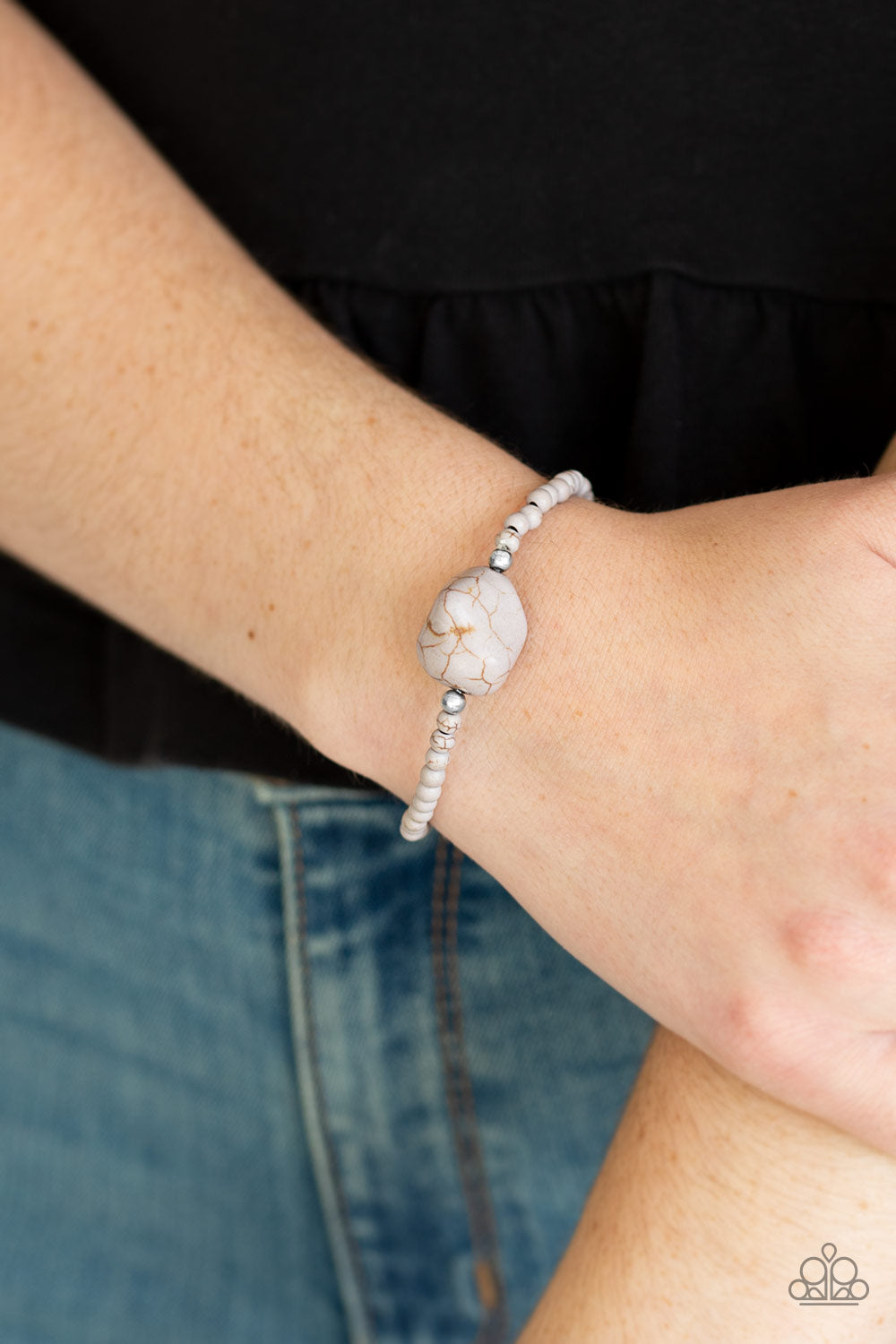 ECO ECCENTRICITY - SILVER TURQUOISE STRETCH BRACELET