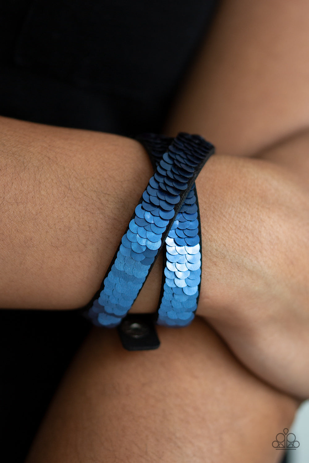 UNDER THE SEQUINS - PURPLE BLUE REVERSIBLE DOUBLE WRAP BRACELET