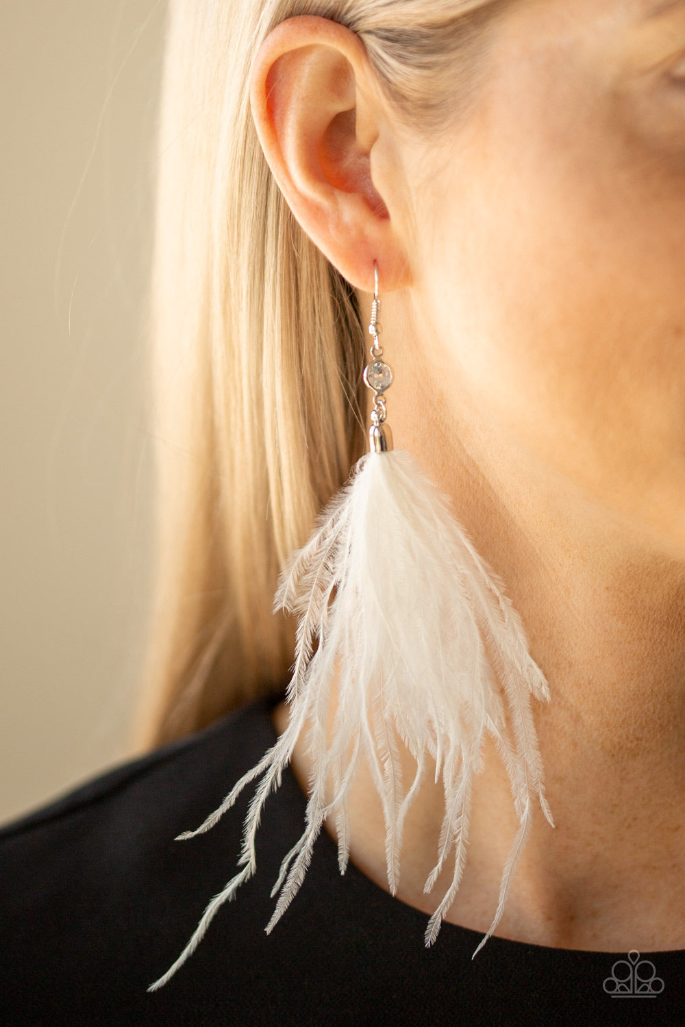 THE SHOWGIRL NEXT DOOR - WHITE FEATHER EARRINGS