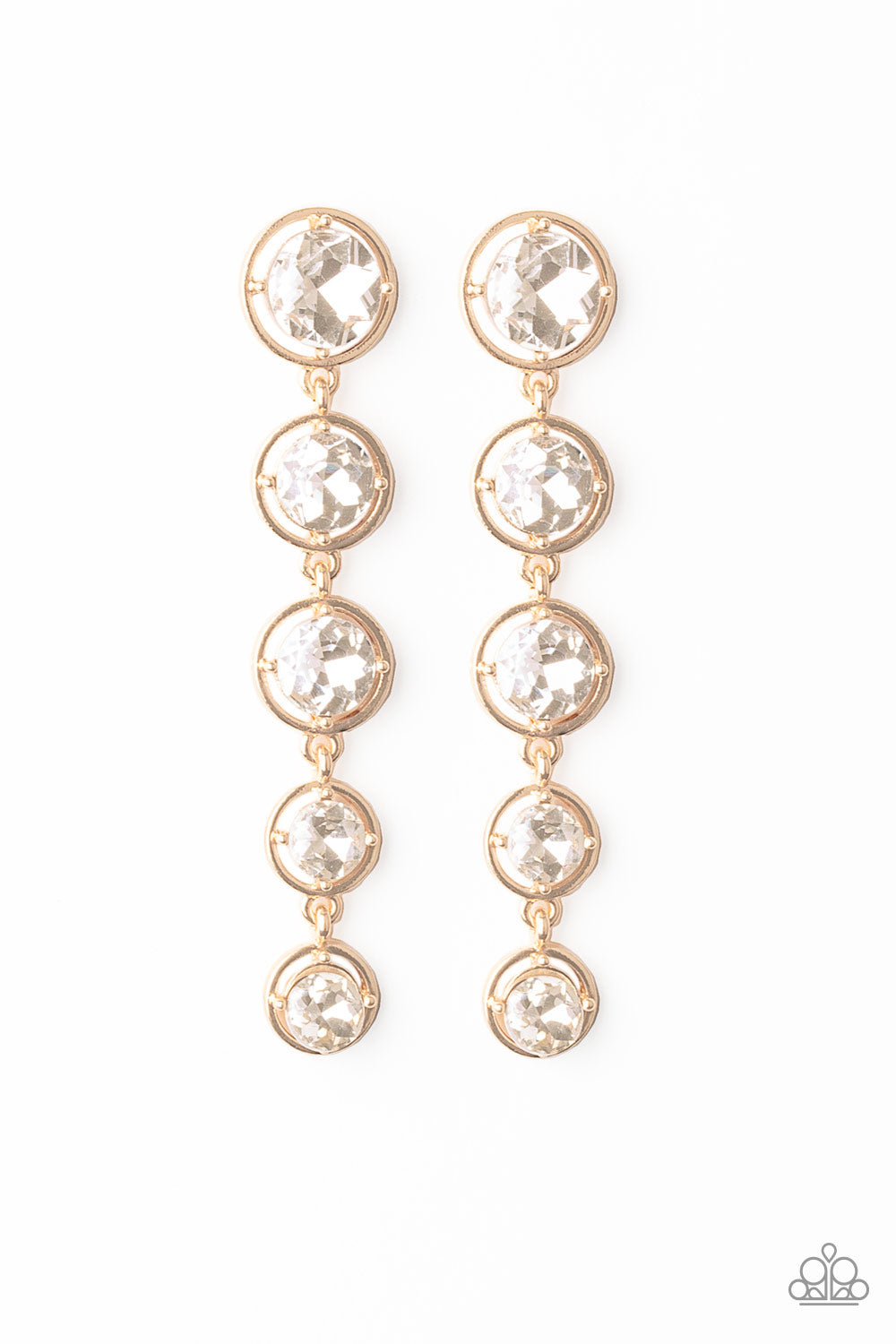 DRIPPIN IN STARLIGHT - GOLD CLEAR GRADUATED RHINESTONES EARRINGS
