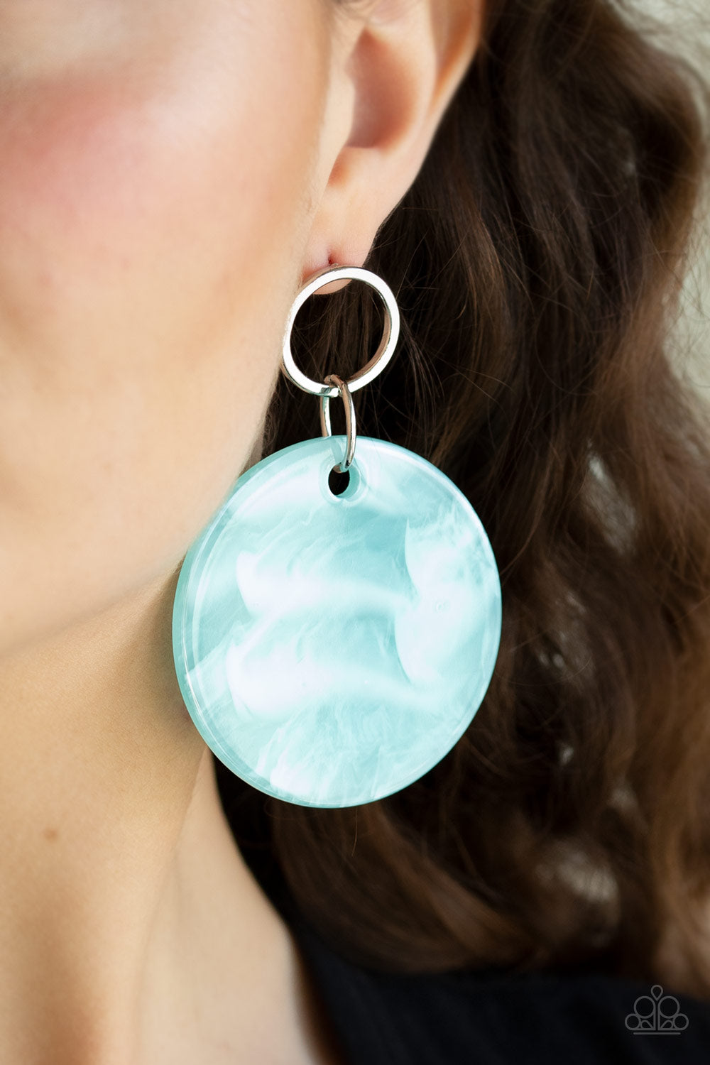 BEACH BLISS - BLUE ACRYLIC CIRCLE HOOP EARRINGS