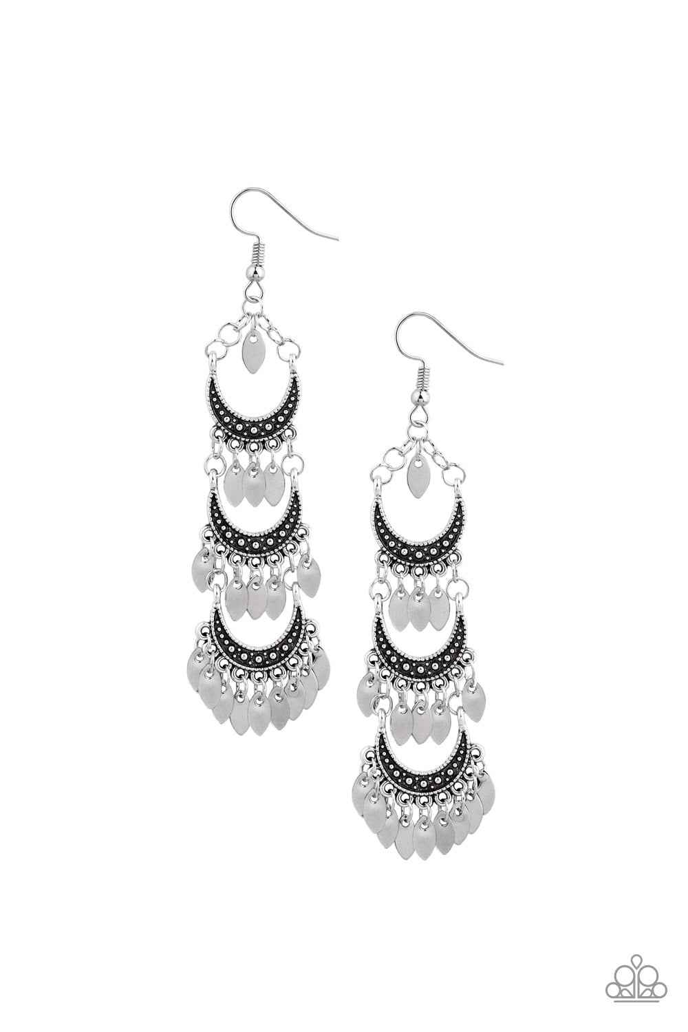 TAKE YOUR CHIME - SILVER BOHO GYPSY FRINGE EARRINGS