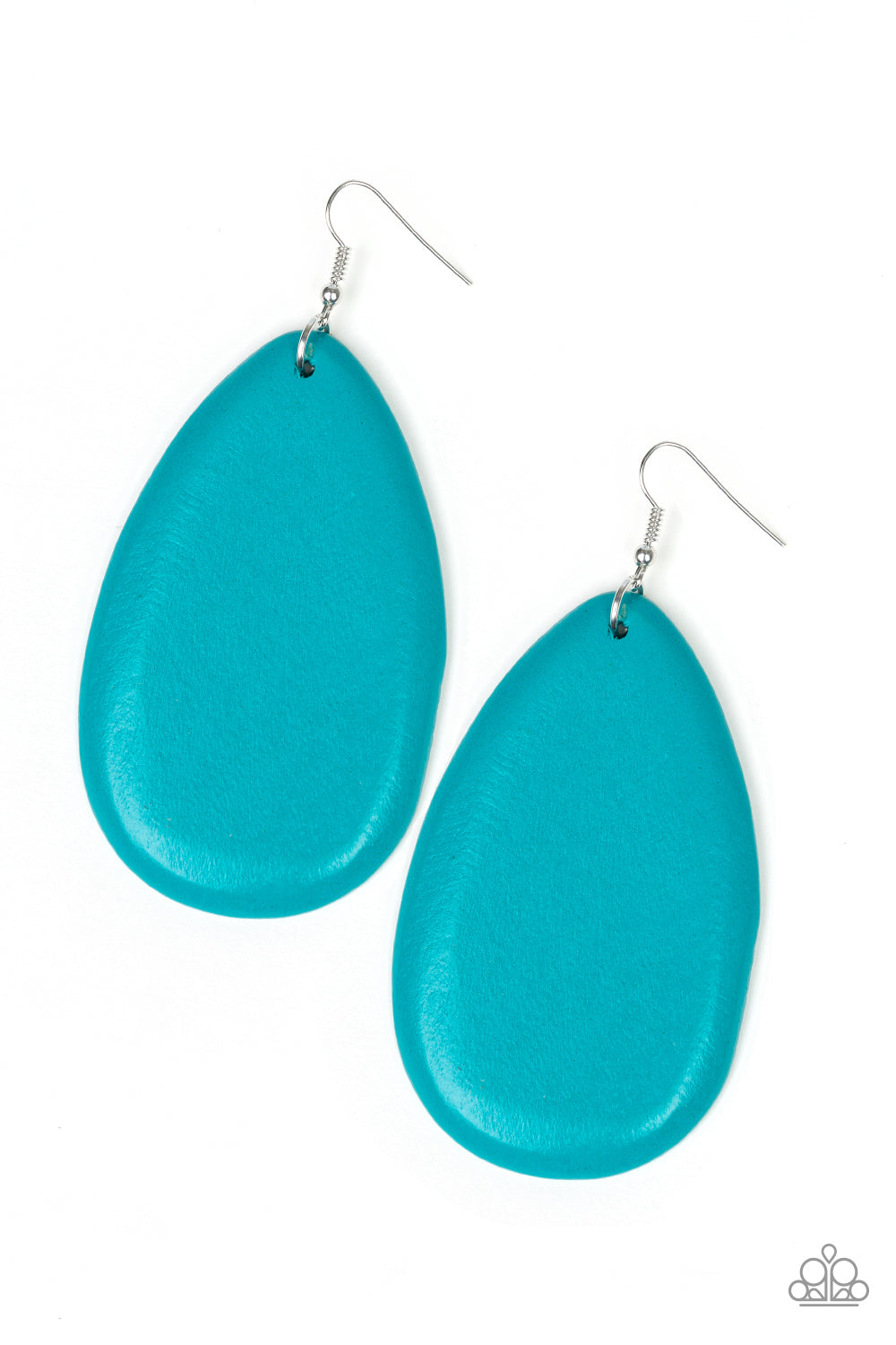 BEACH BRIDE - BLUE WOODEN LARGE TEARDROP BEACHY EARRINGS