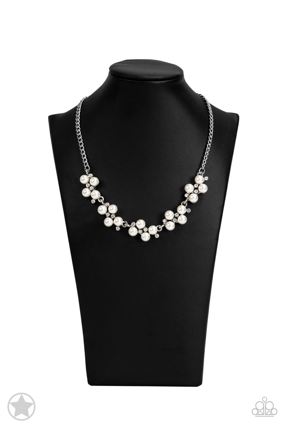 LOVE STORY - WHITE PEARLS RHINESTONES BRIDAL BRIDESMAIDS NECKLACE SET