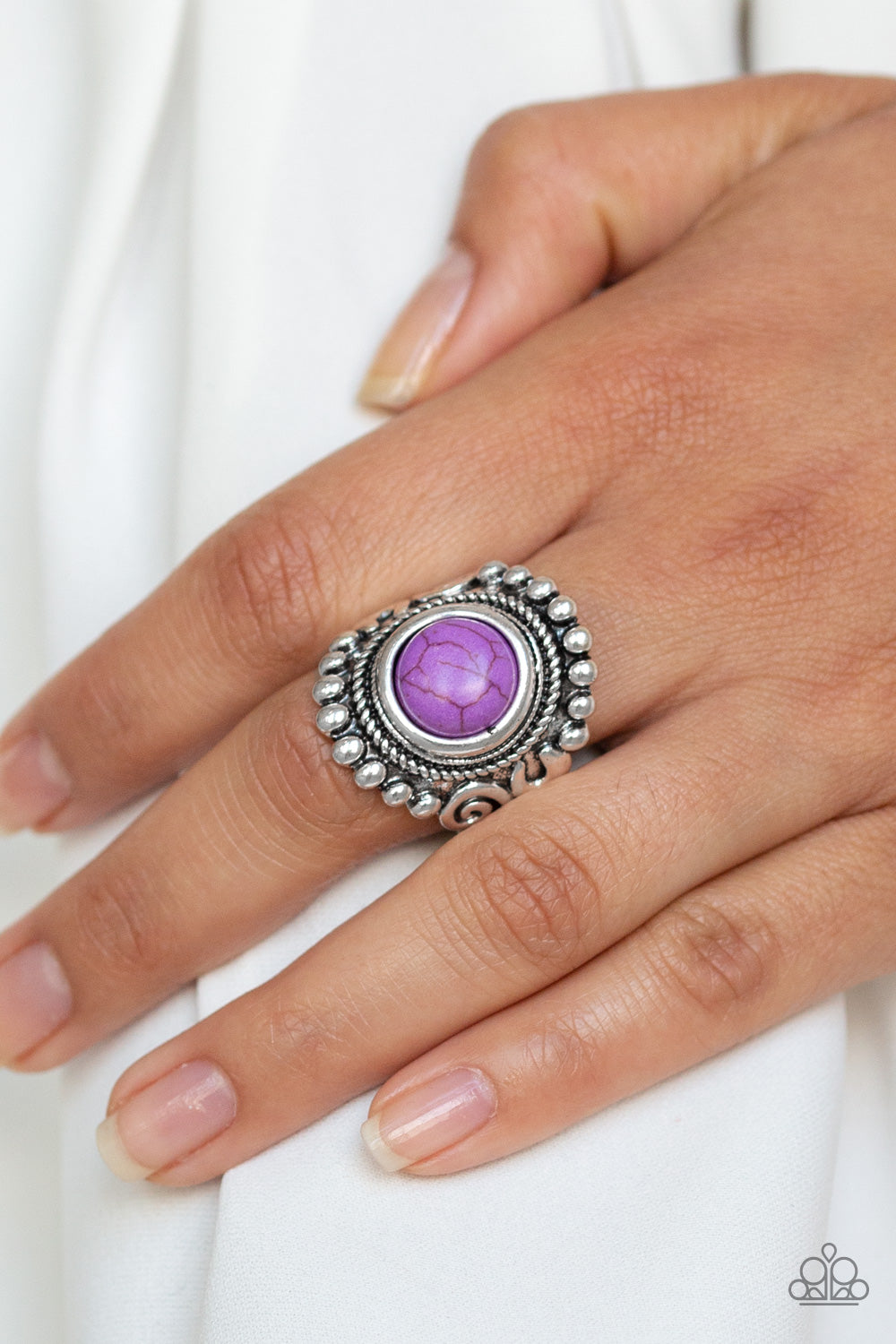 NOMAD DRAMA - PURPLE CRACKLE STONE RING
