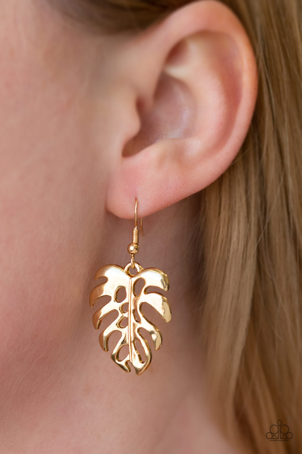 DESERT PALMS - GOLD PALM LEAF CUTOUT DAINTY PENDANT EARRINGS