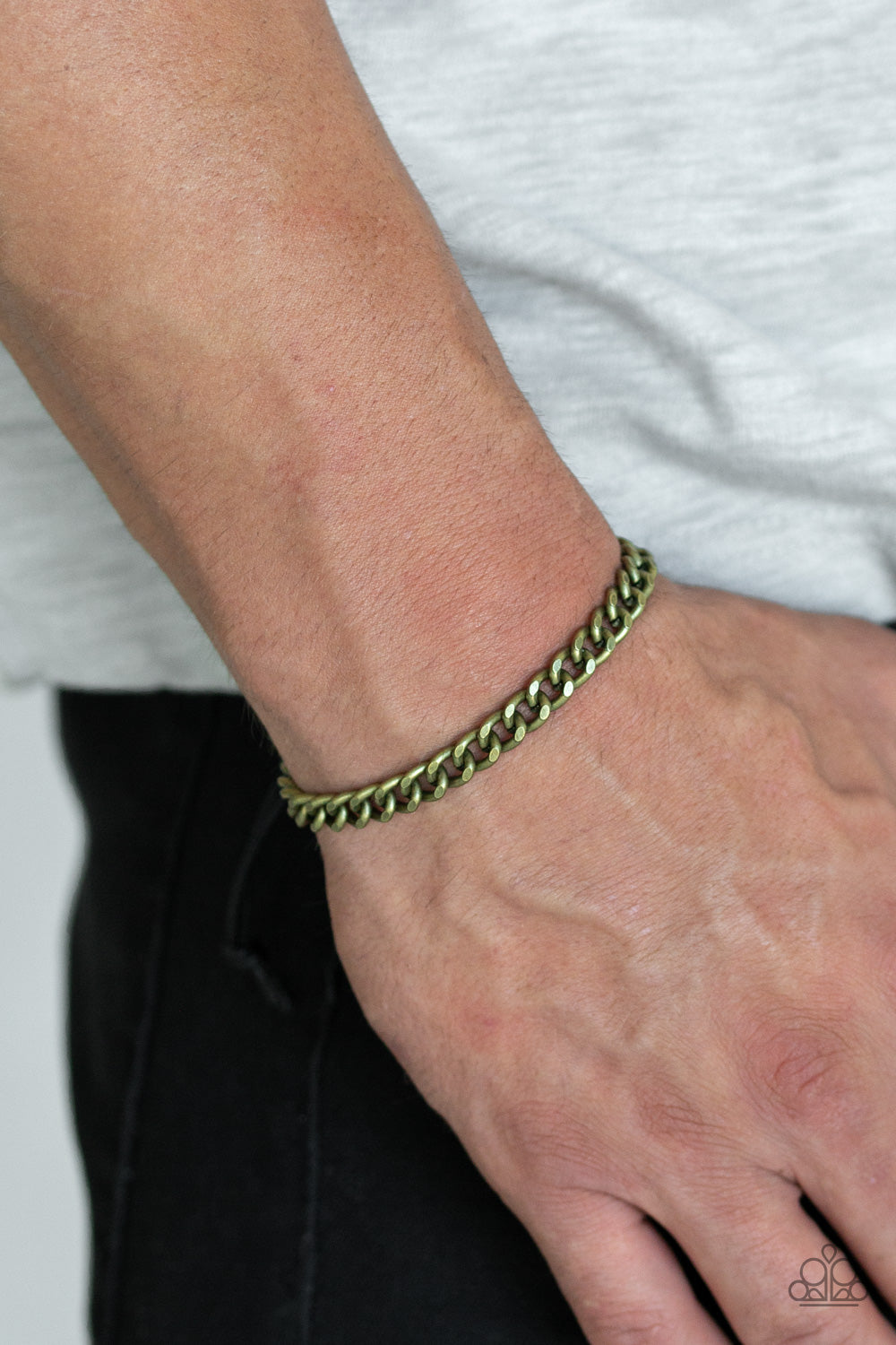 GOAL! - BRASS LINKS BLACK CORD DRAS STRING MENS BRACELET