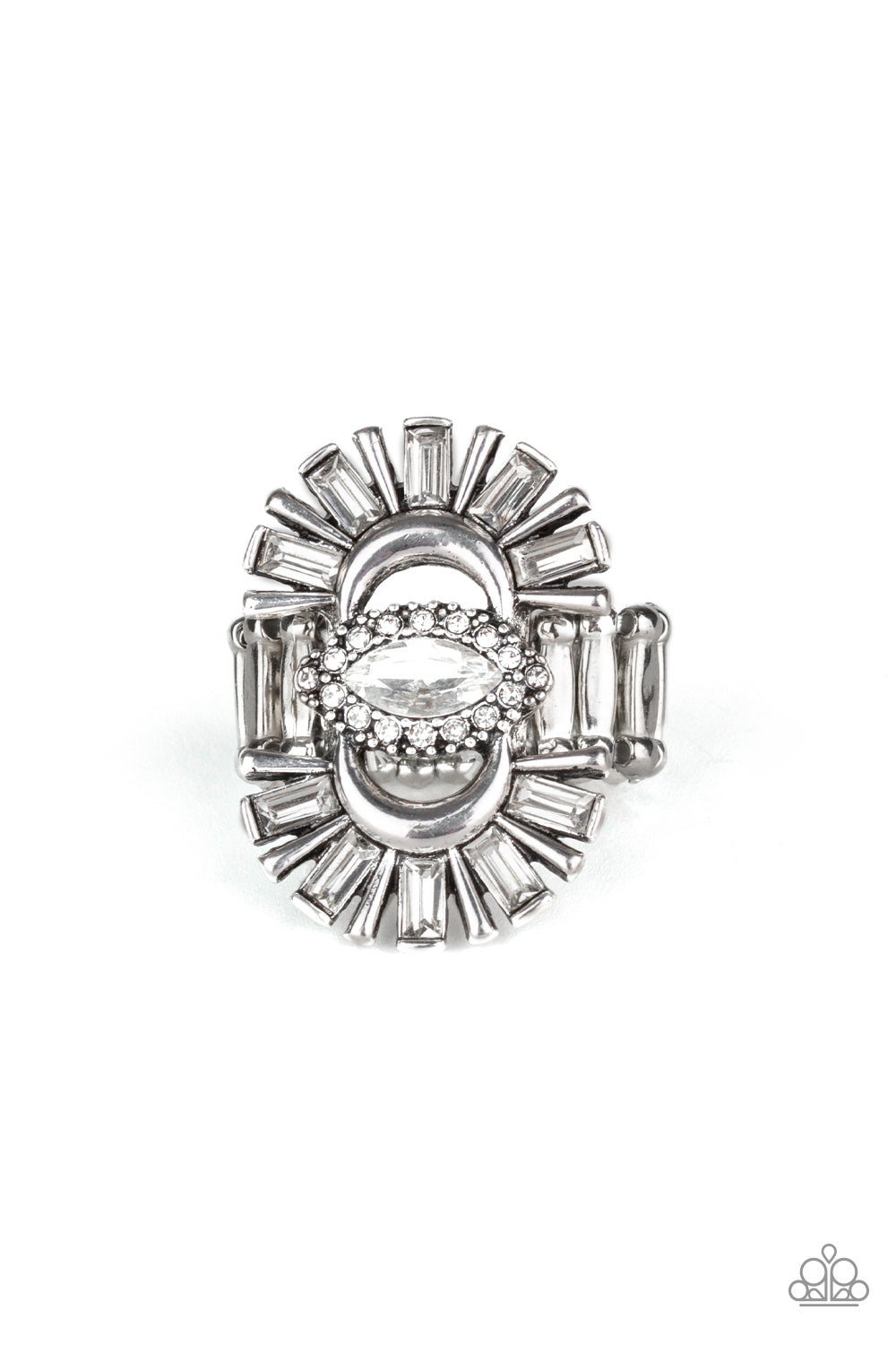 DECO DIVA - WHITE RHINESTONES RING