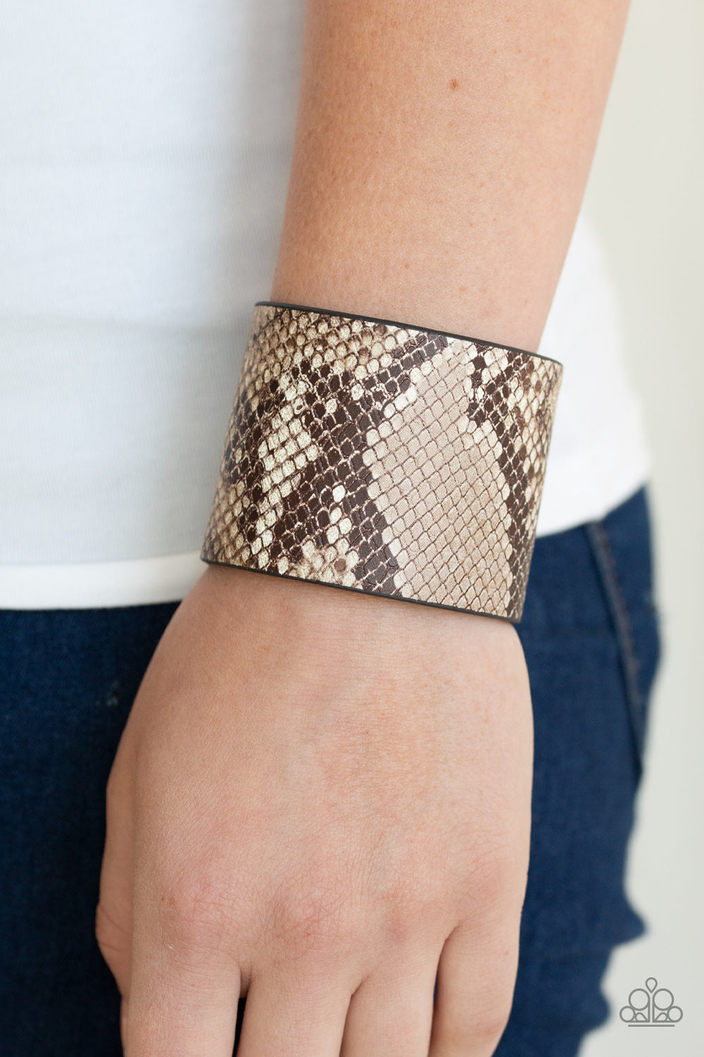 WHATS HISS IS MINE - BROWN SNAKE SKIN LEATHER WRAP BRACELET