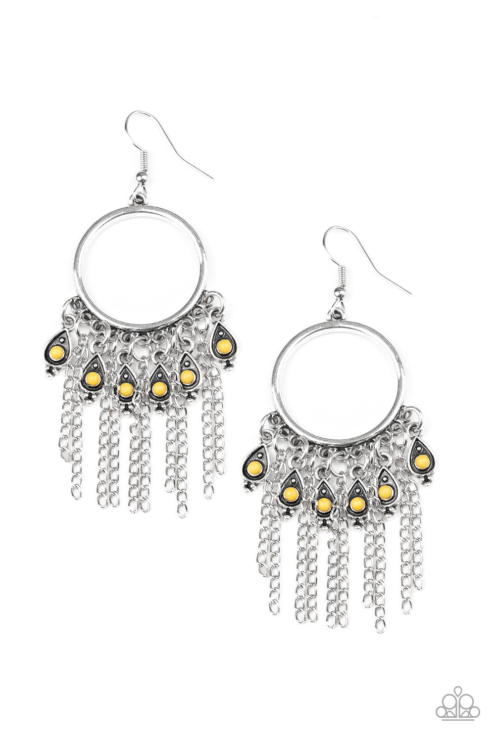 VERY VAGABOND - YELLOW BEADS CHAIN FRINGE EARRINGS