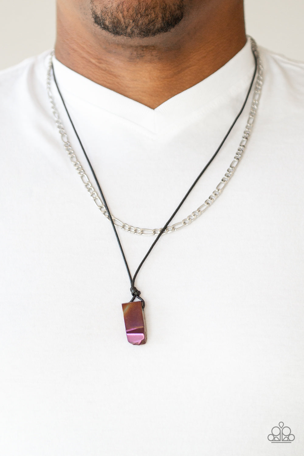 LOOKIN SLICK - BROWN MENS COPPER NUGGET SILVER CHAIN ADJUTABLE NECKLACE