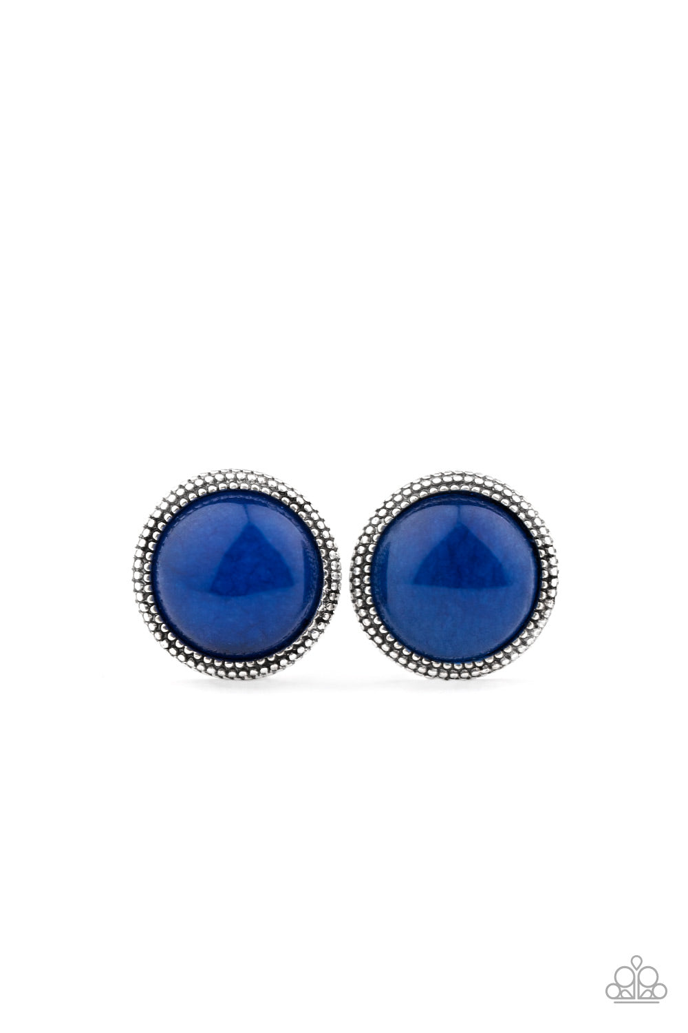 DESERT DEW - BLUE NATURAL STONE CABOCHON STYLE POST EARRINGS