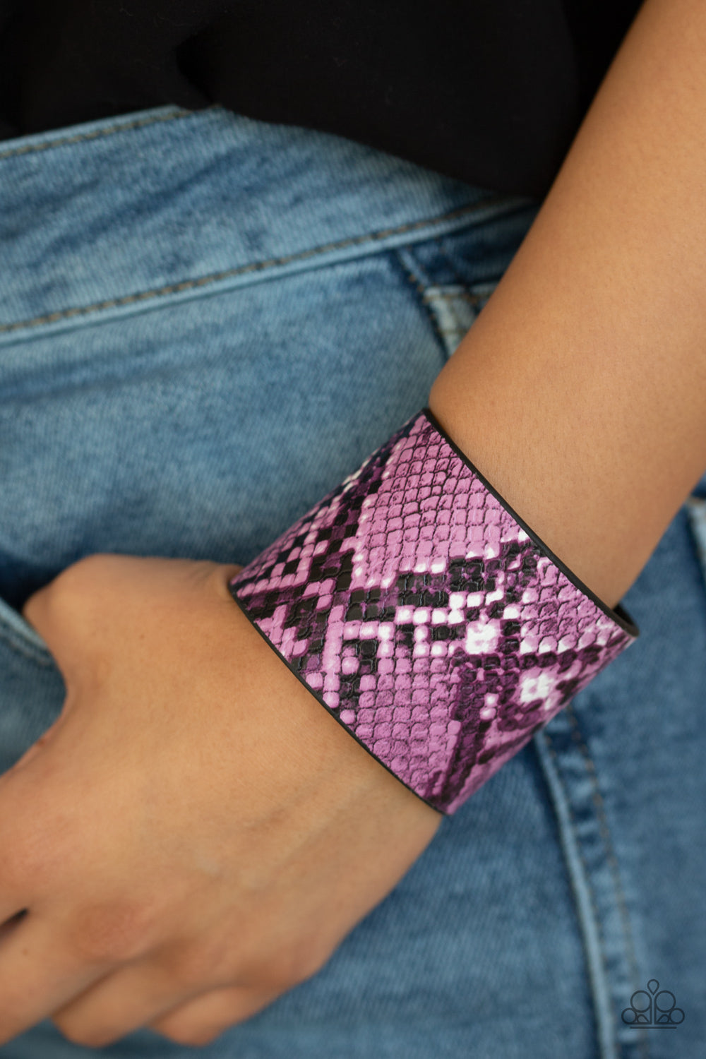 THE REST IS HISS-TORY - PURPLE SNAKESKIN WRAP BRACELET