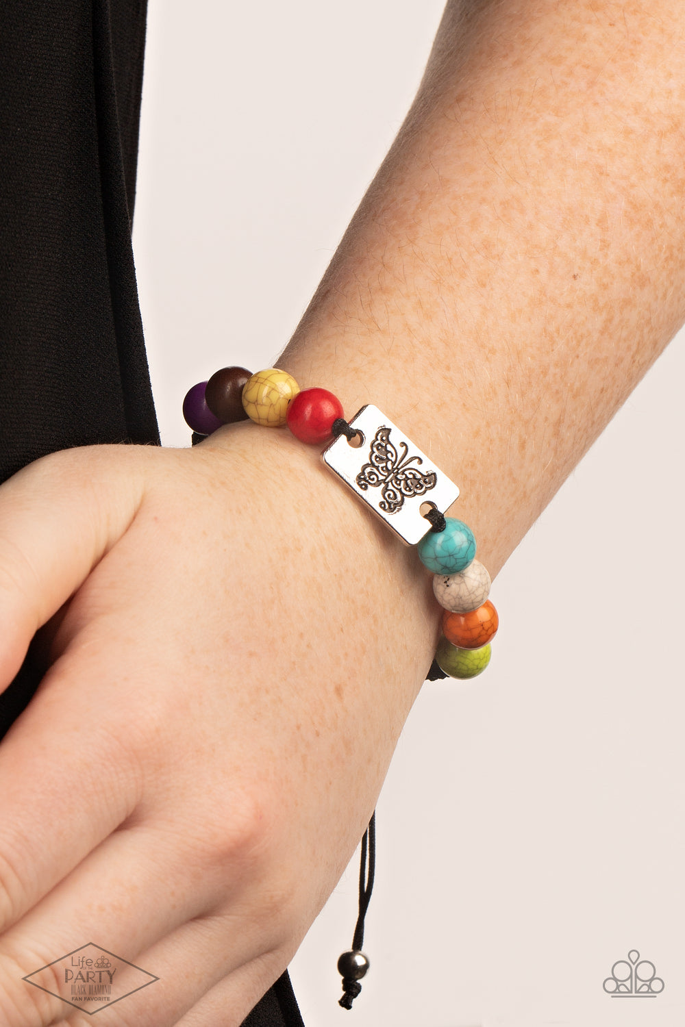 THE BUTTERFLY EFFECT 0 MULTI STONE DRAWSTRING BUTTERFLY BRACELET